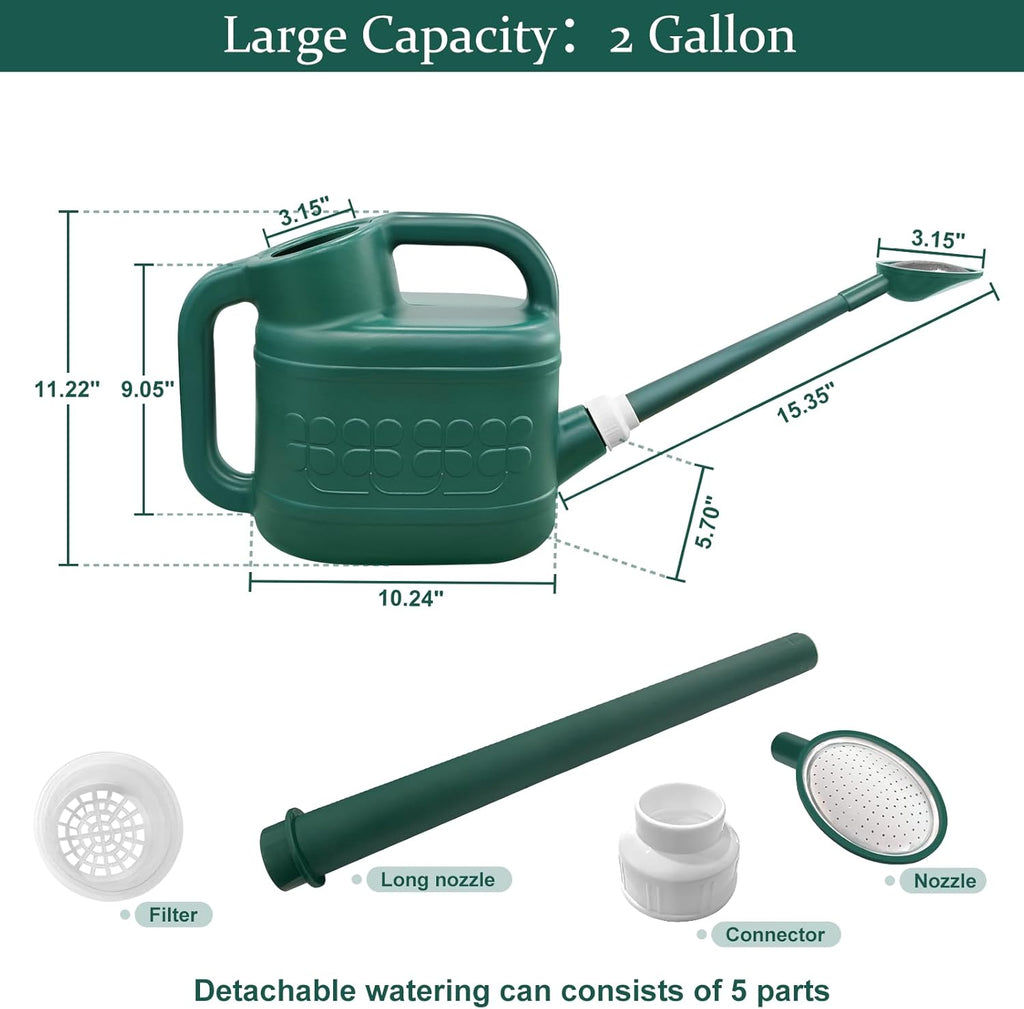 2 Gallon Watering Can, Garden Watering Can Outdoor, Plant Water Can with Removable Long Spout and Stainless Steel Spr... - Image 3