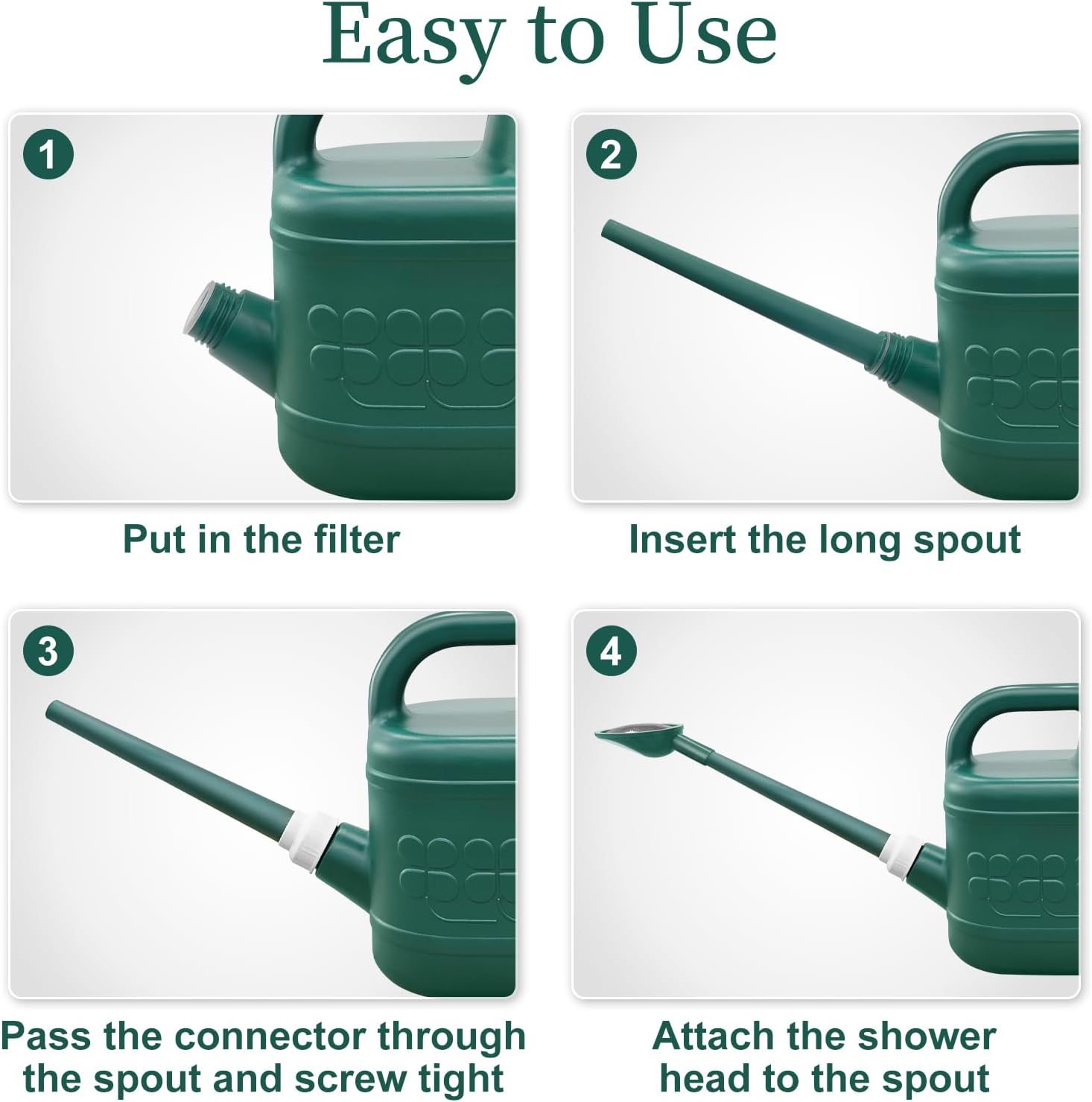 2 Gallon Watering Can, Garden Watering Can Outdoor, Plant Water Can with Removable Long Spout and Stainless Steel Spr... - Image 6