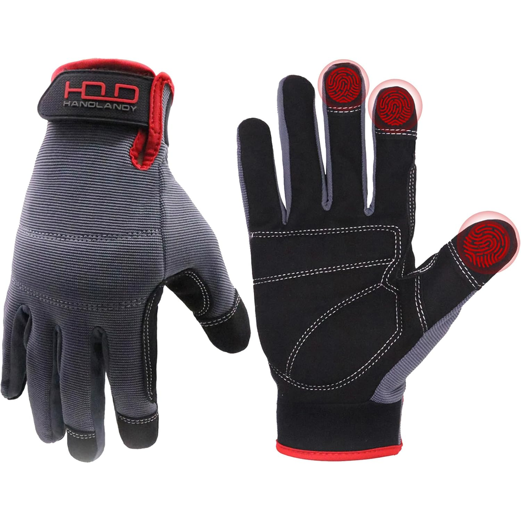 HANDLANDY Work Gloves for Men & Women, Utility Mechanic Working Gloves Touch Screen, Flexible Gardening Gloves for Yard
