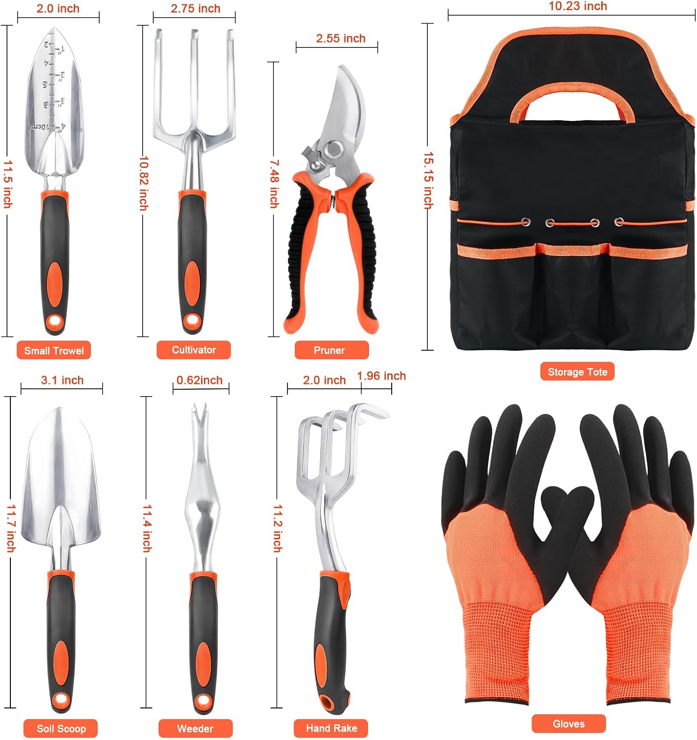 Garden Tools Set, 8 Piece Gardening Tools Set with Non Slip Ergonomic Handle, Heavy Duty Garden Tool Set with Storage... - Image 2