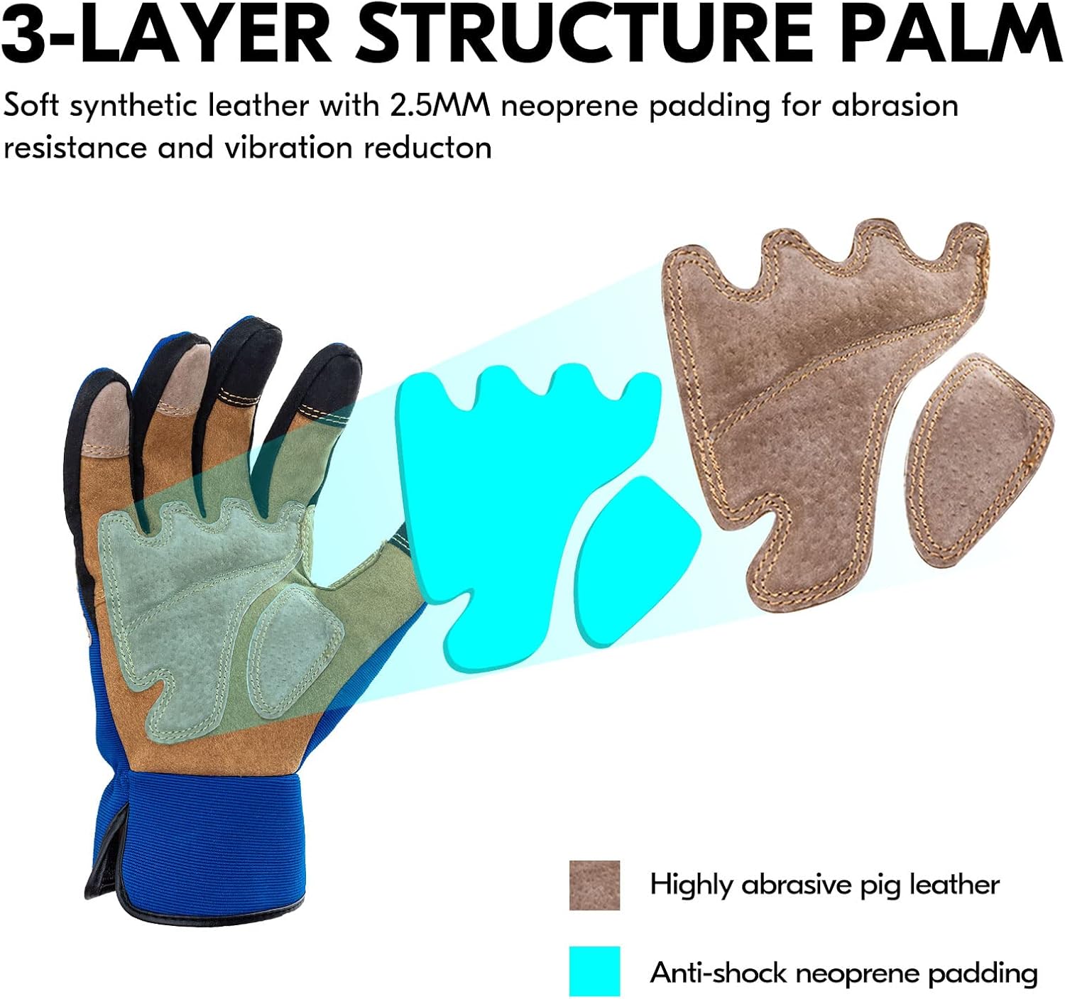 Vgo... 1-Pair Gardening Gloves Men, Safety Work Gloves, Puncture-proof, Thornproof, Touchscreen (SL7475) - Image 2