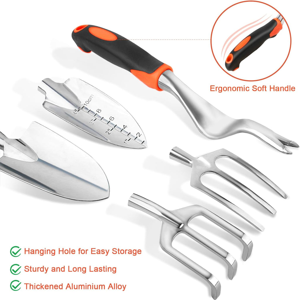 Garden Tools Set, 8 Piece Gardening Tools Set with Non Slip Ergonomic Handle, Heavy Duty Garden Tool Set with Storage... - Image 3