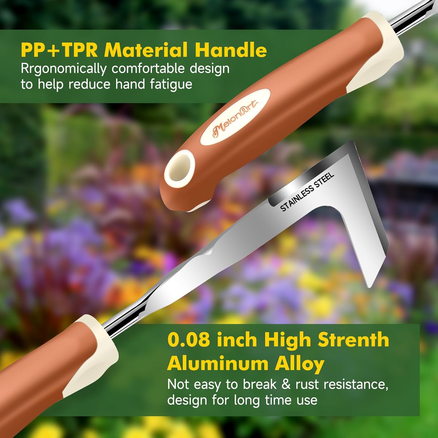 MelonArt Garden Tool Set,10 Pcs Heavy Duty Gardening Hand Tool Kit for Women Aluminum with Non Slip Ergonomic Handle,... - Image 4