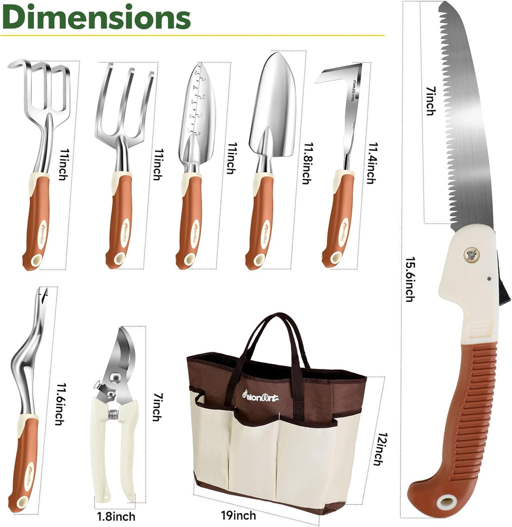 MelonArt Garden Tool Set,10 Pcs Heavy Duty Gardening Hand Tool Kit for Women Aluminum with Non Slip Ergonomic Handle,... - Image 5