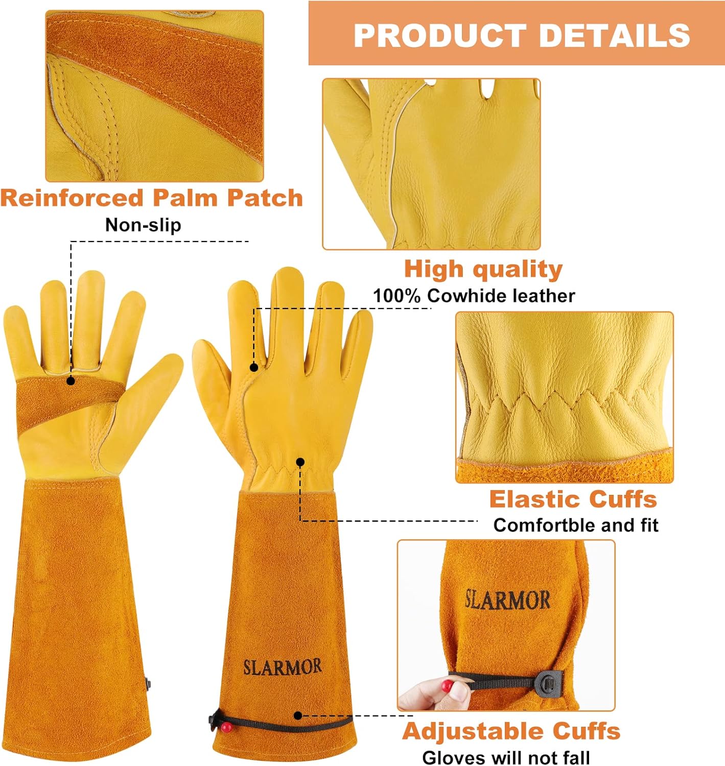 Long Gardening-Gloves Women/Men-Thorn proof Rose Pruning Heavy Duty Gauntlet-M - Image 2
