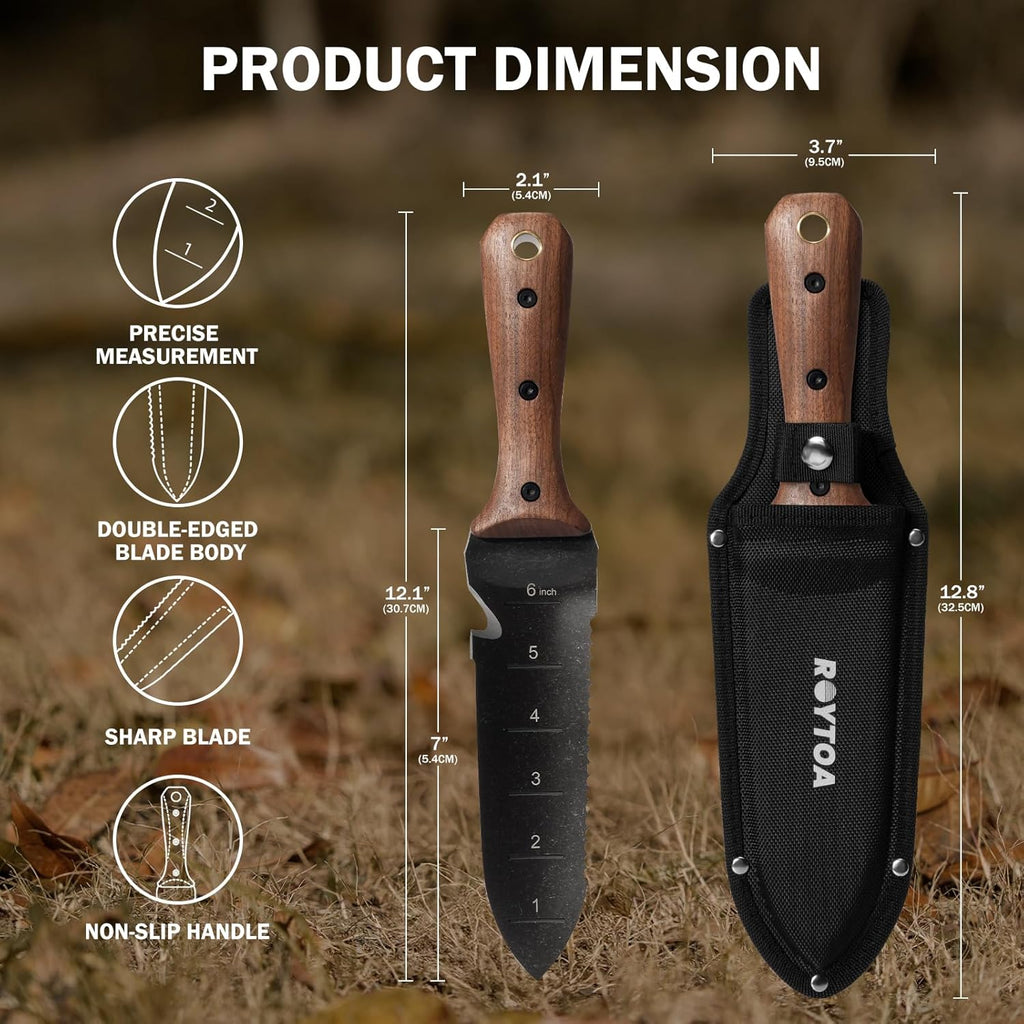 Hori Hori Garden Knife, Garden Tools with Sheath for Weeding,Planting,Digging, 7" Stainless Steel Blade with Cutting ... - Image 4