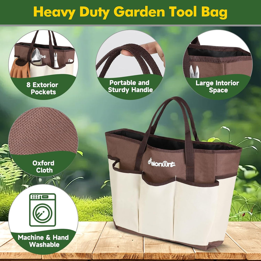 MelonArt Garden Tool Set,10 Pcs Heavy Duty Gardening Hand Tool Kit for Women Aluminum with Non Slip Ergonomic Handle,... - Image 6