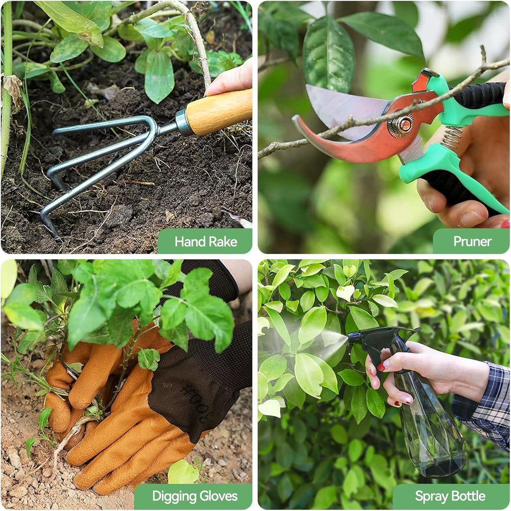 Gardening Tools 9-Piece Heavy Duty Garden Hand Tools with Fashion and Durable Garden Tools Organizer Handbag, Rust-Pr... - Image 6