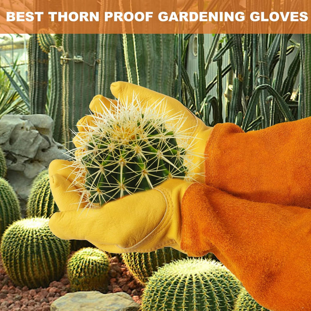 Long Gardening-Gloves Women/Men-Thorn proof Rose Pruning Heavy Duty Gauntlet-M - Image 3