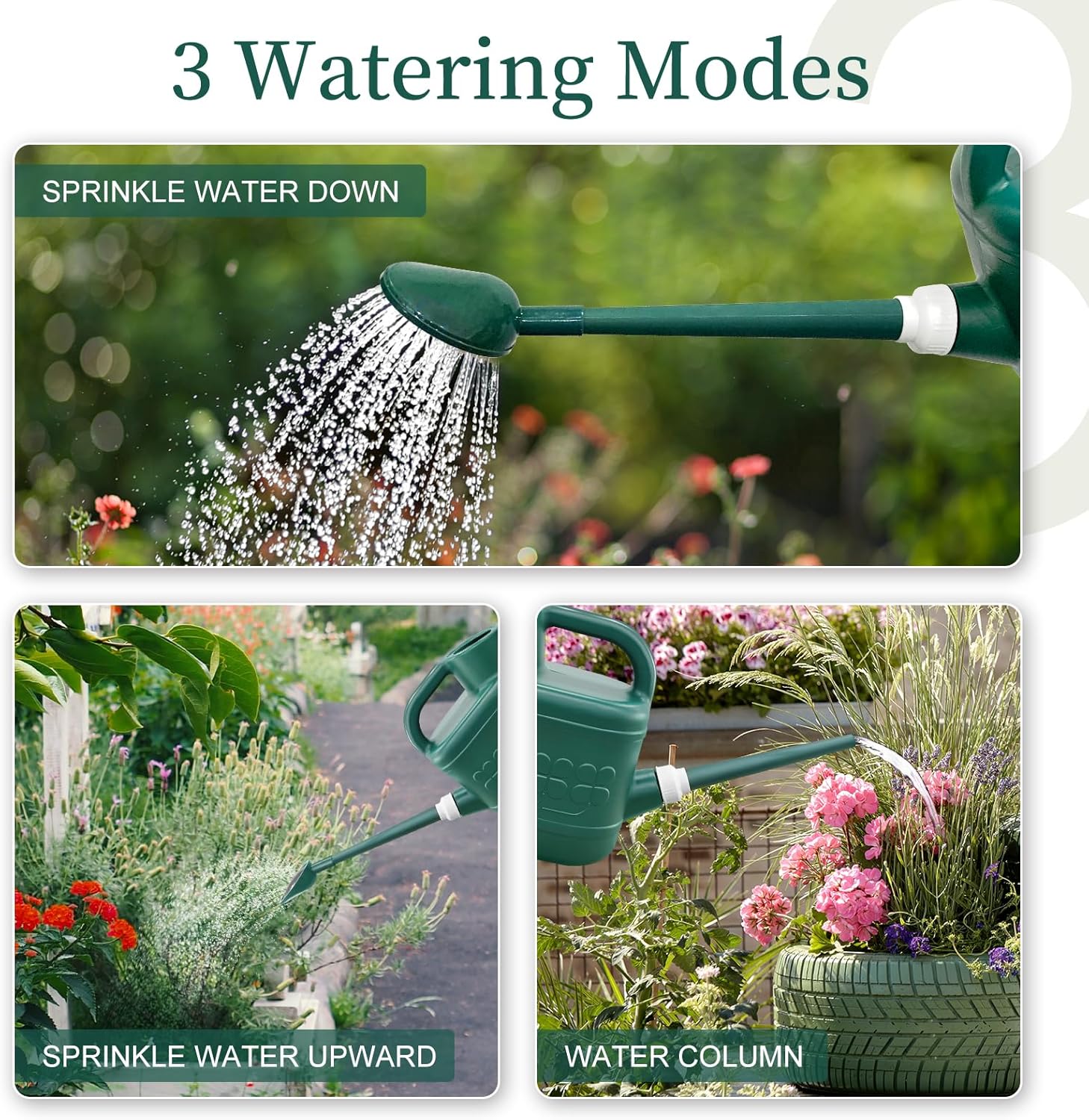2 Gallon Watering Can, Garden Watering Can Outdoor, Plant Water Can with Removable Long Spout and Stainless Steel Spr... - Image 4