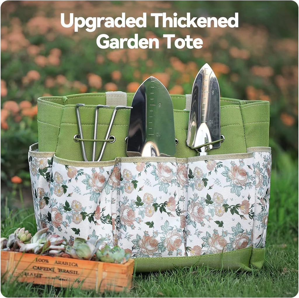 Gardening Tools 9-Piece Heavy Duty Garden Hand Tools with Fashion and Durable Garden Tools Organizer Handbag, Rust-Pr... - Image 2