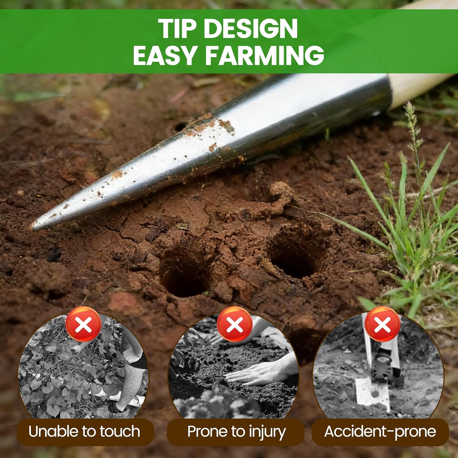 Plant Hole Digger for Planting, Garden Seed Dispenser, Bulb Planting Tool, Handheld Digger Garden Seed Planting Tool ... - Image 5