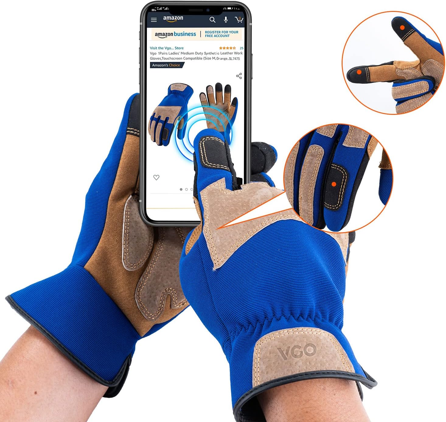 Vgo... 1-Pair Gardening Gloves Men, Safety Work Gloves, Puncture-proof, Thornproof, Touchscreen (SL7475) - Image 6