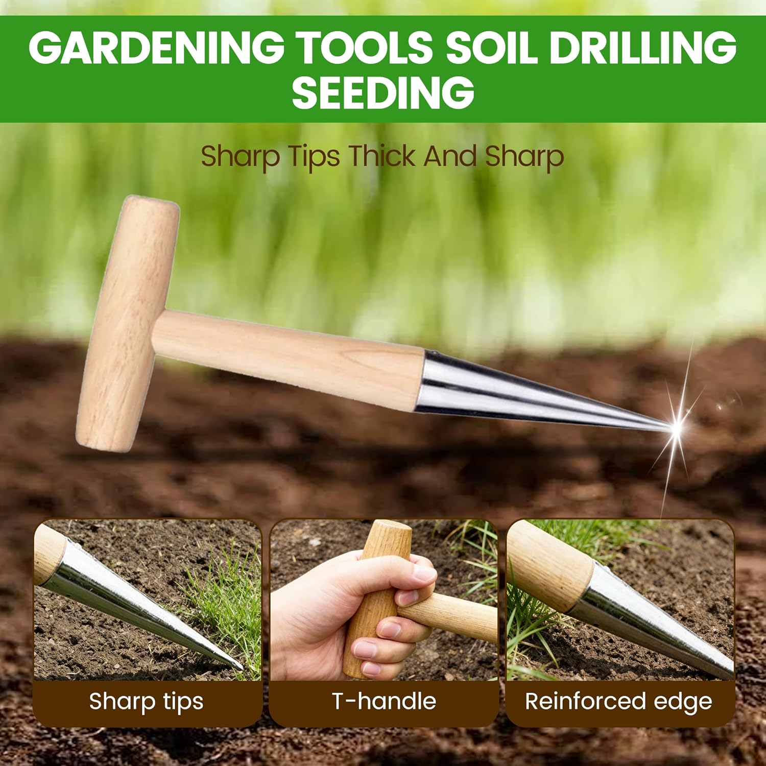 Plant Hole Digger for Planting, Garden Seed Dispenser, Bulb Planting Tool, Handheld Digger Garden Seed Planting Tool ... - Image 3