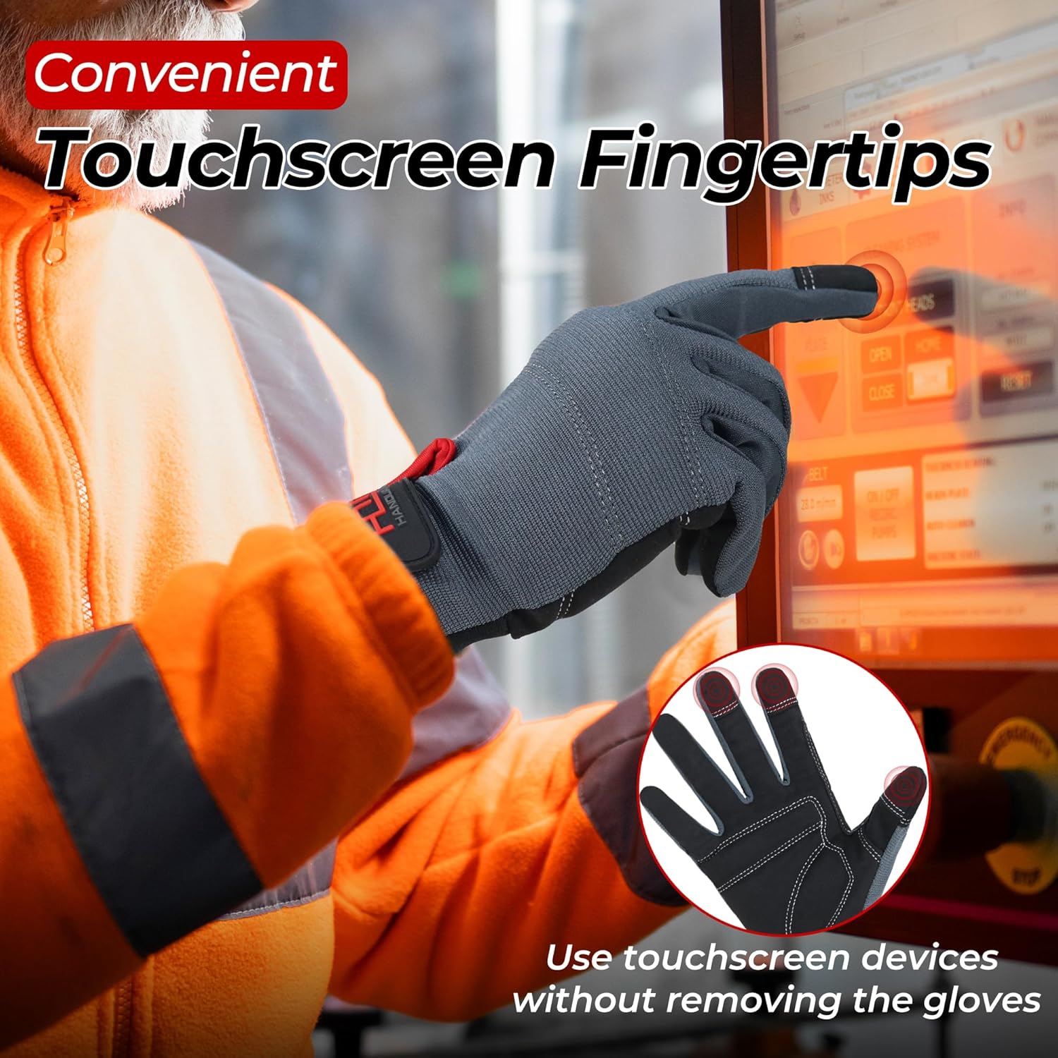 HANDLANDY Work Gloves for Men & Women, Utility Mechanic Working Gloves Touch Screen, Flexible Gardening Gloves for Yard - Image 4