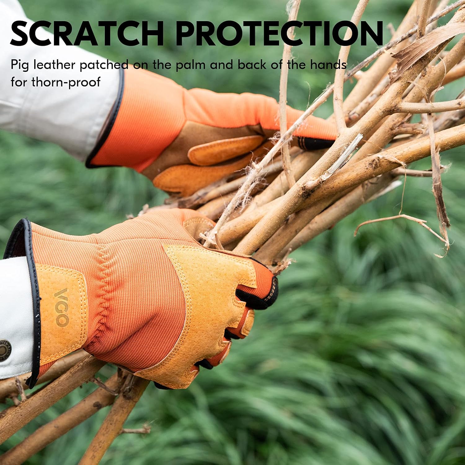 Vgo... 1-Pair Gardening Gloves Men, Safety Work Gloves, Puncture-proof, Thornproof, Touchscreen (SL7475) - Image 5