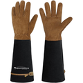 HANDLANDY Long Gardening Gloves for Men & Women, Pigskin Leather Rose Pruning Gloves, Breathable Thorn Proof Gauntlet...
